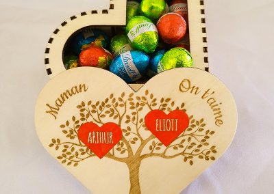 Cadeau maman : Boîte personnalisée avec le prénom d'Arthur et Eliott