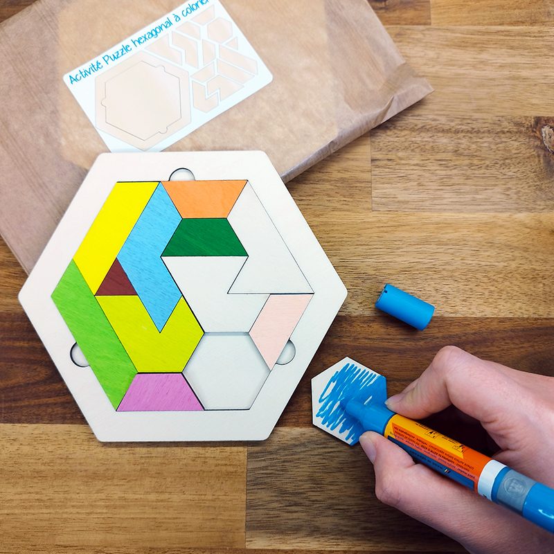 puzzle hexagonal à colorier